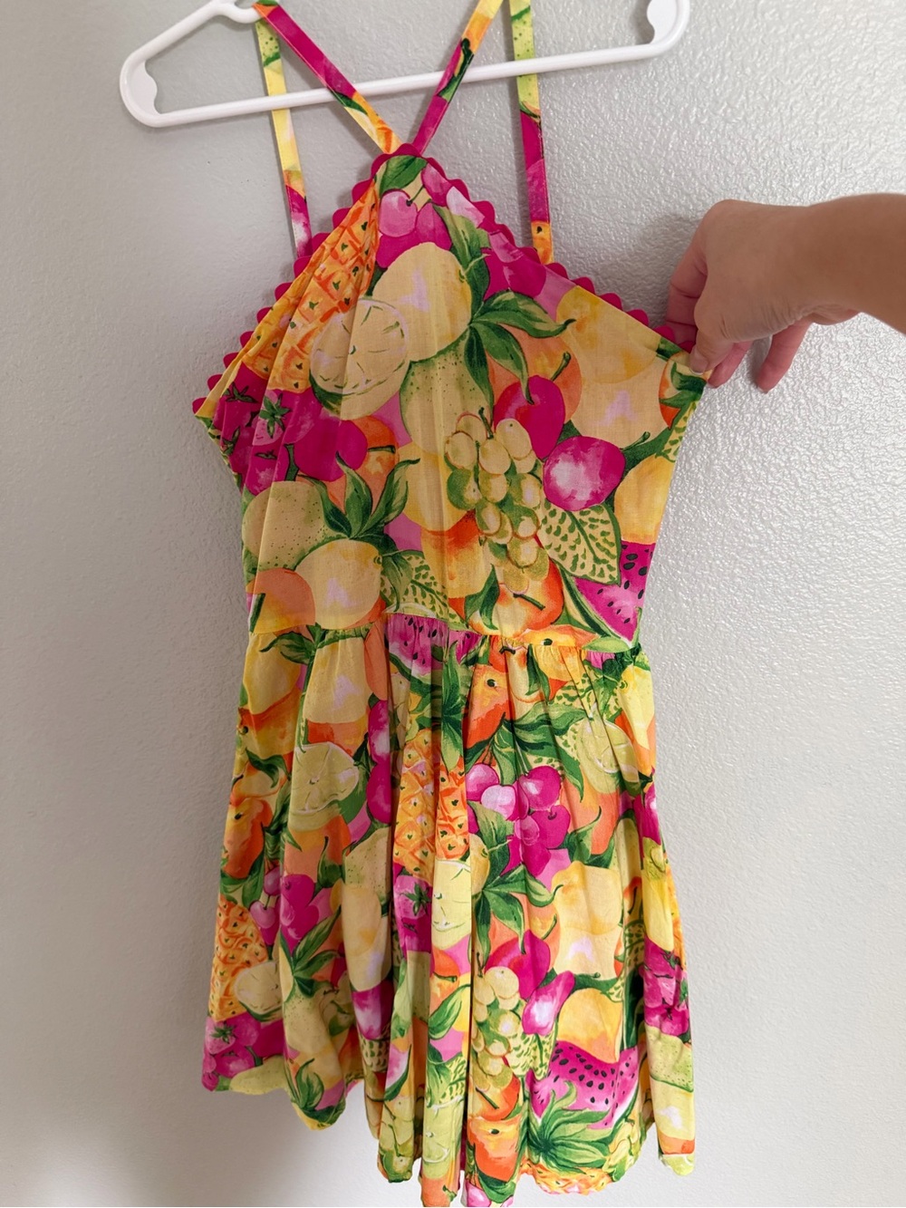 Janie and Jack Bright Tropical Fruit Print Sundress - Strappy Summer Dress - 10